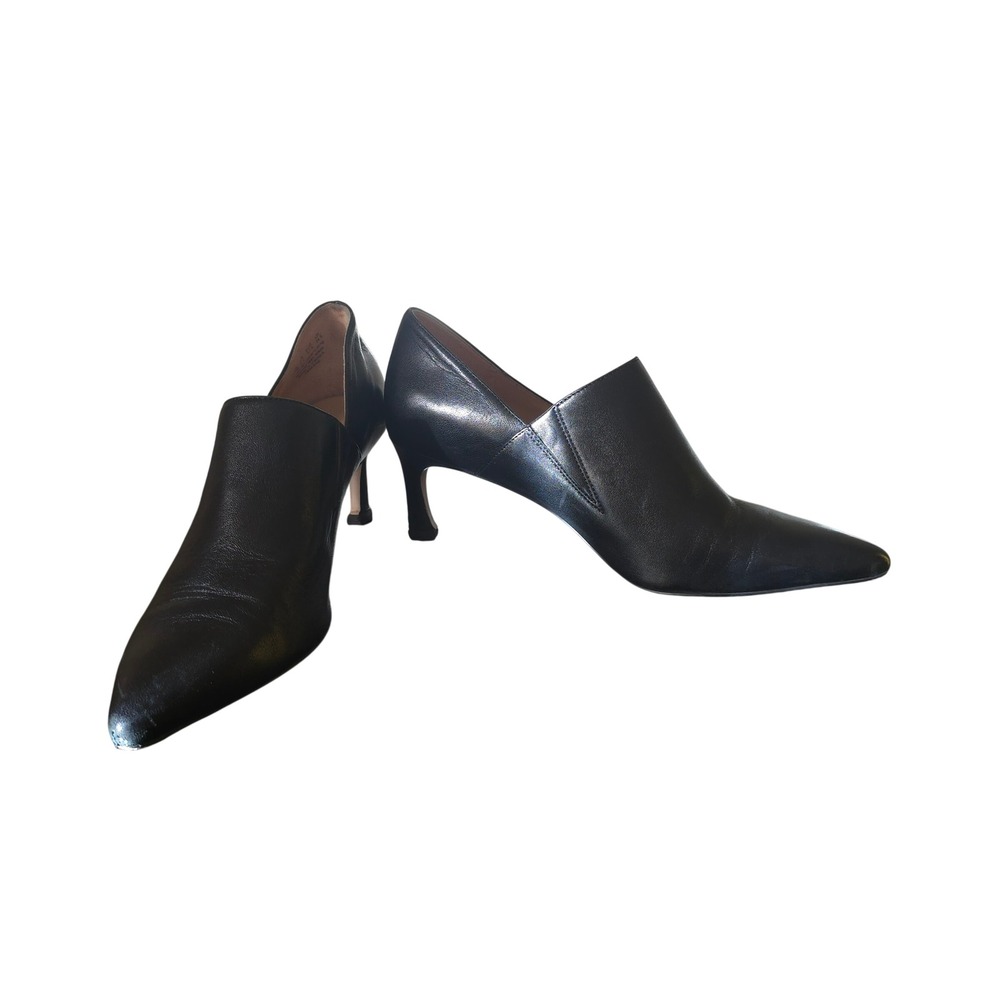 27 EDIT Black Leather Pointed Toe Ankle Booties